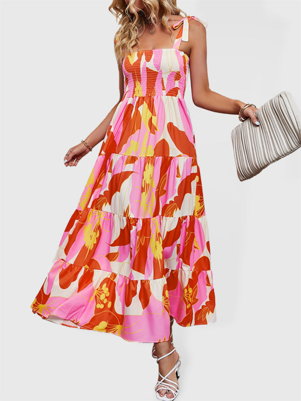 Backless Printed Sling Maxi Dress – Spring & Summer Vacation Style