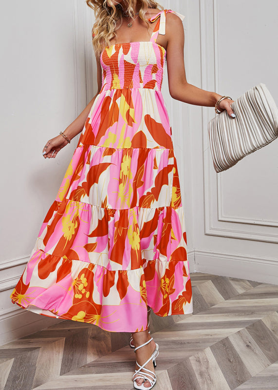 Backless Printed Sling Maxi Dress – Spring & Summer Vacation Style