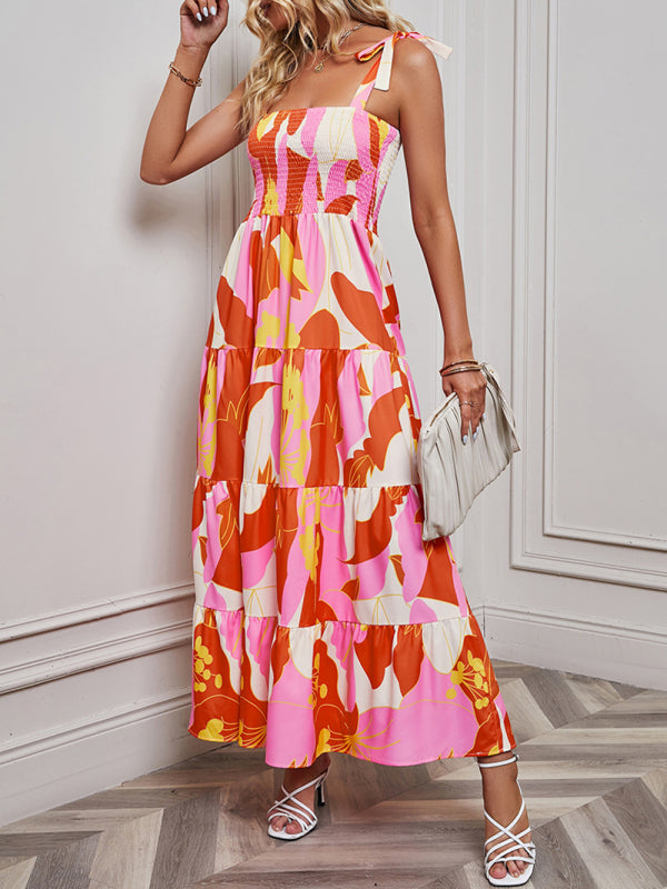 Backless Printed Sling Maxi Dress – Spring & Summer Vacation Style
