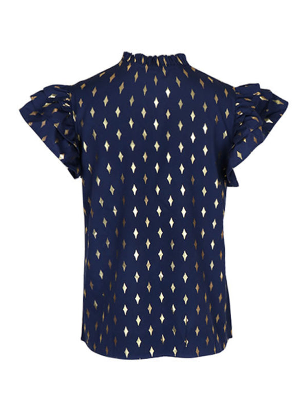 Women's Ruffled French Vintage Sleeveless Blouse