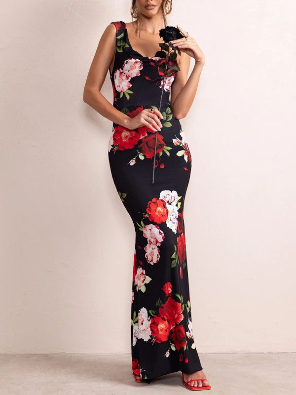 Floral Spaghetti Strap Long Dress – Elegant & Sexy