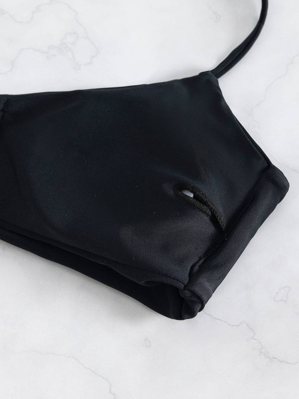 Ring Detail Knit Bikini Set – Sleek Colorblock Design & Soft Stretch Fit