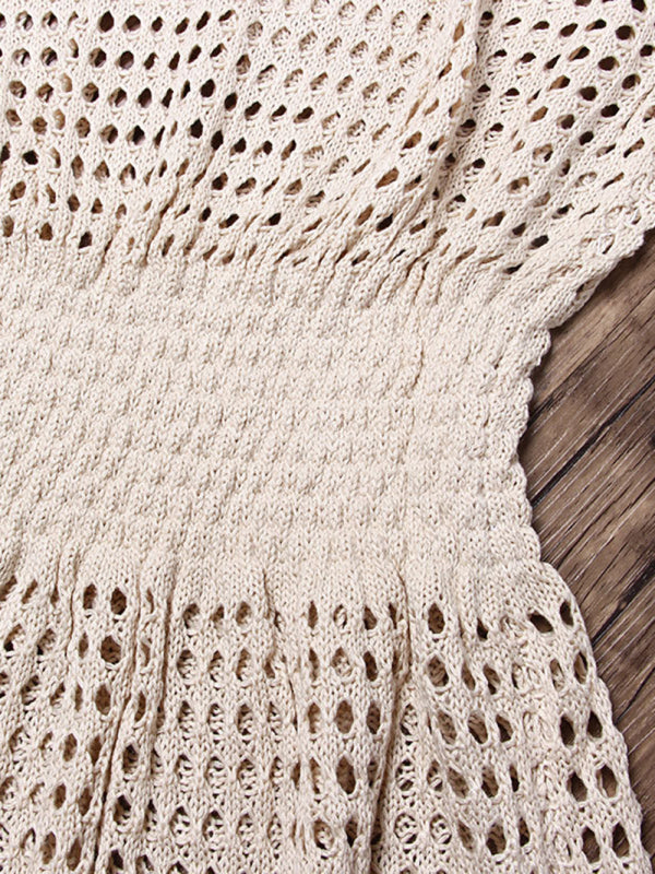 Knitted Sheer Sling Cover-Up Dress – Low Waist, Sleeveless, Sexy Fit