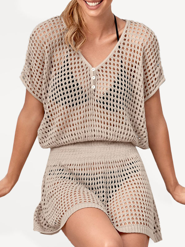 Knitted Sheer Sling Cover-Up Dress – Low Waist, Sleeveless, Sexy Fit