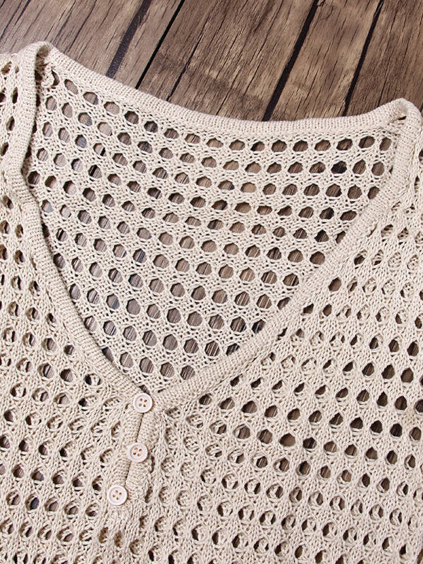 Knitted Sheer Sling Cover-Up Dress – Low Waist, Sleeveless, Sexy Fit