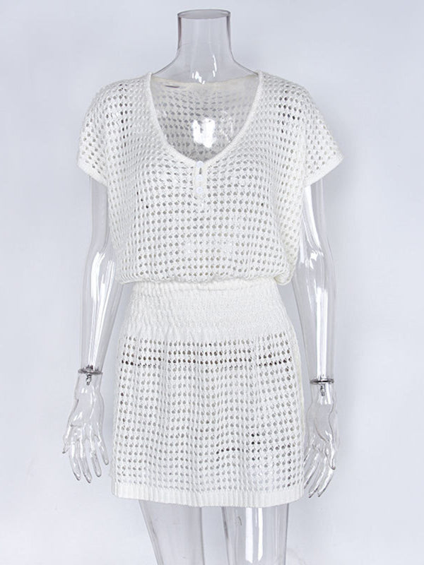 Knitted Sheer Sling Cover-Up Dress – Low Waist, Sleeveless, Sexy Fit