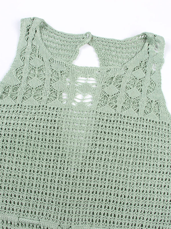Boho Lace Tassel Beach Cover-Up Dress – Hollow Knit Long Swimsuit Coat