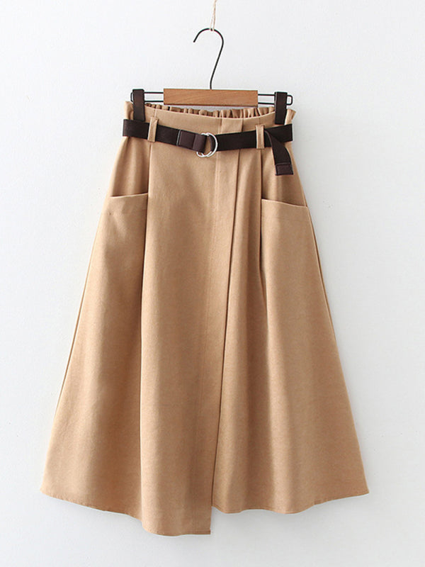 High Waist Irregular Midi Skirt