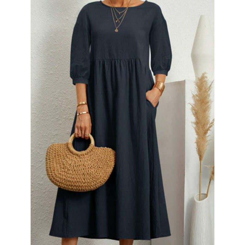 lantern-sleeve-cotton-blend-midi-dress-–-lightweight-flowy-for-summersmiling-maria---everything-for-women-34648556