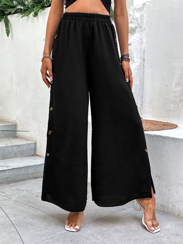 High Waist Wide Leg Slit Pants
