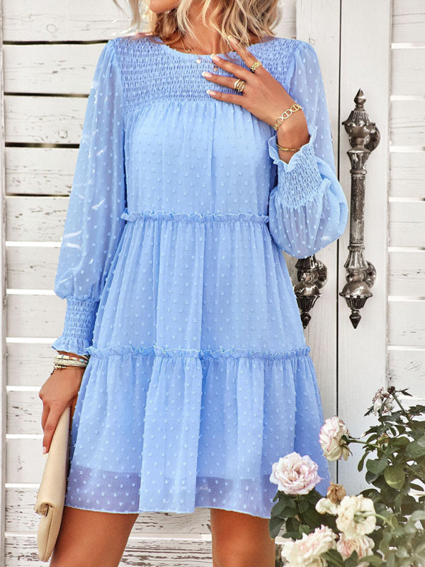 Einfarbiges Jacquardkleid für Damen – Elegantes ärmelloses Sommerkleid