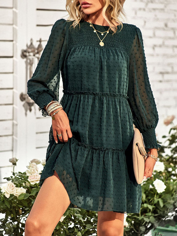 Einfarbiges Jacquardkleid für Damen – Elegantes ärmelloses Sommerkleid