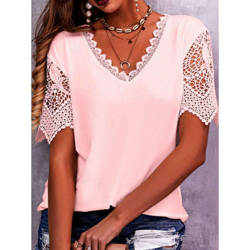 womens-lace-trim-v-neck-short-sleeve-topsmiling-maria---everything-for-women-34700585
