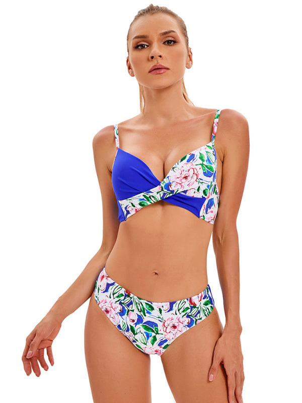 Tropical Floral Bikini Set – Adjustable Sexy Fit with Knot Detail