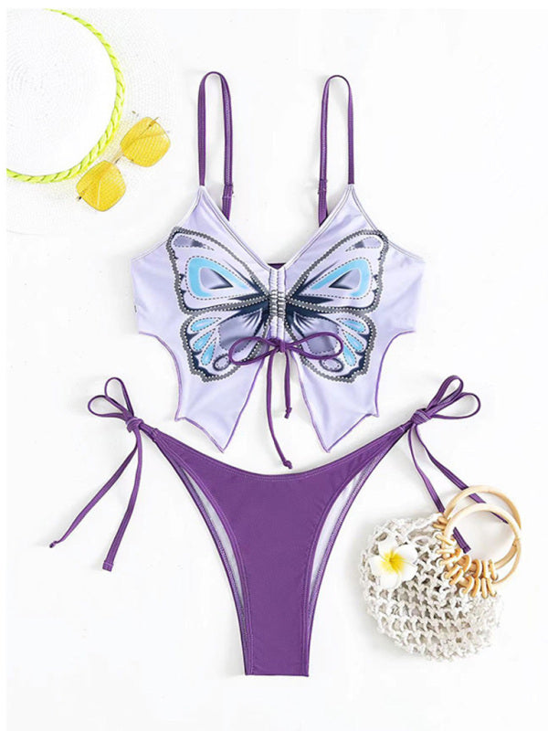 Butterfly Print Bikini Set – Stretch Fabric & Flattering Fit for Beach Days