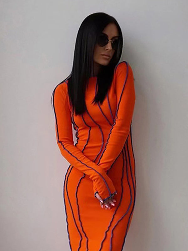 Bodycon Long Sleeve Knit Dress – Curve-Hugging Fit, Soft Stretch, Spring Style
