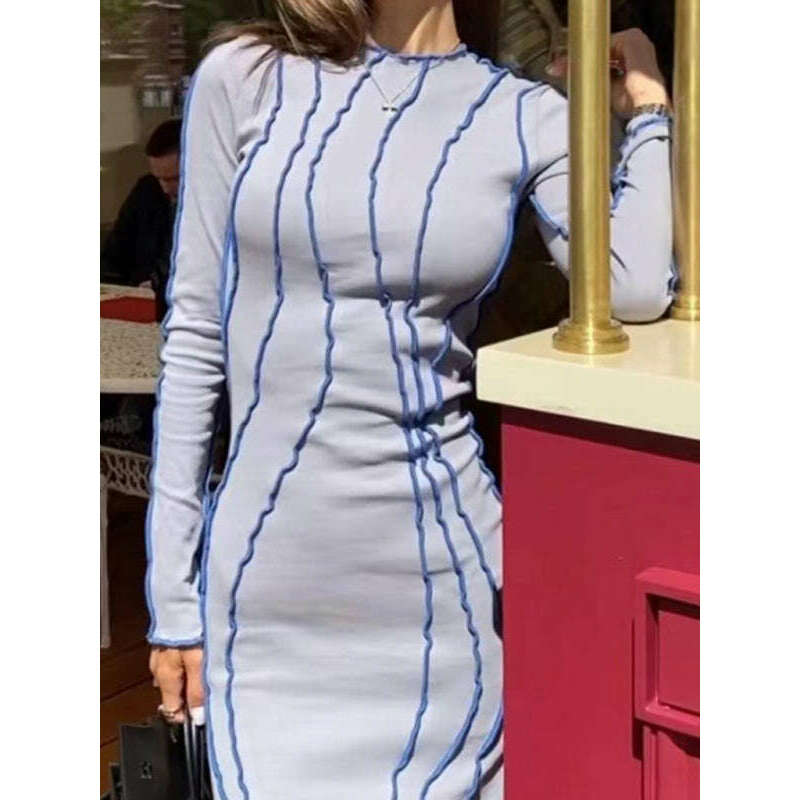 فستان ميدي أنيق ضيق بأكمام طويلة - ماريا المبتسمة - كل شيء للنساء 34650386