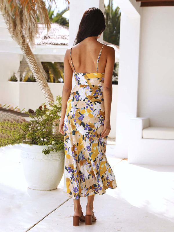 Damen Midikleid mit Blumenmuster – Elegant & ärmellos für den Sommer