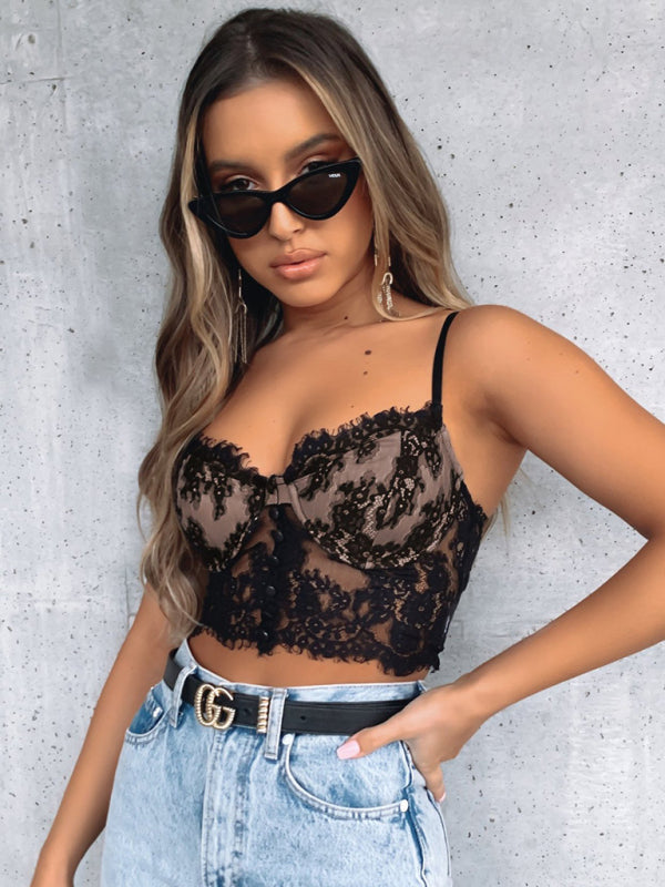 Lace Camisole Lingerie Top – Soft Stretch Knit, Sexy Fit, Spring-Summer Essential