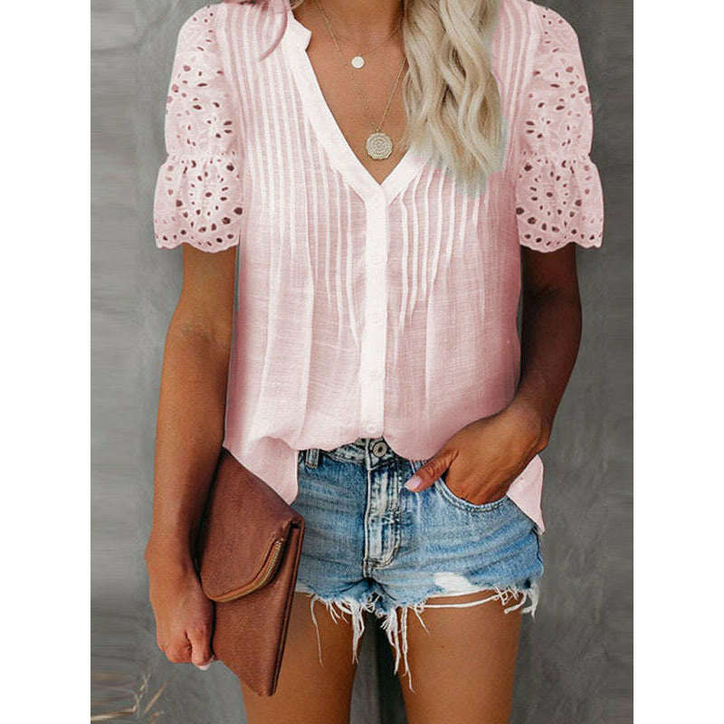 lace-puff-sleeve-v-neck-cotton-button-up-blousesmiling-maria---everything-for-women-34699859