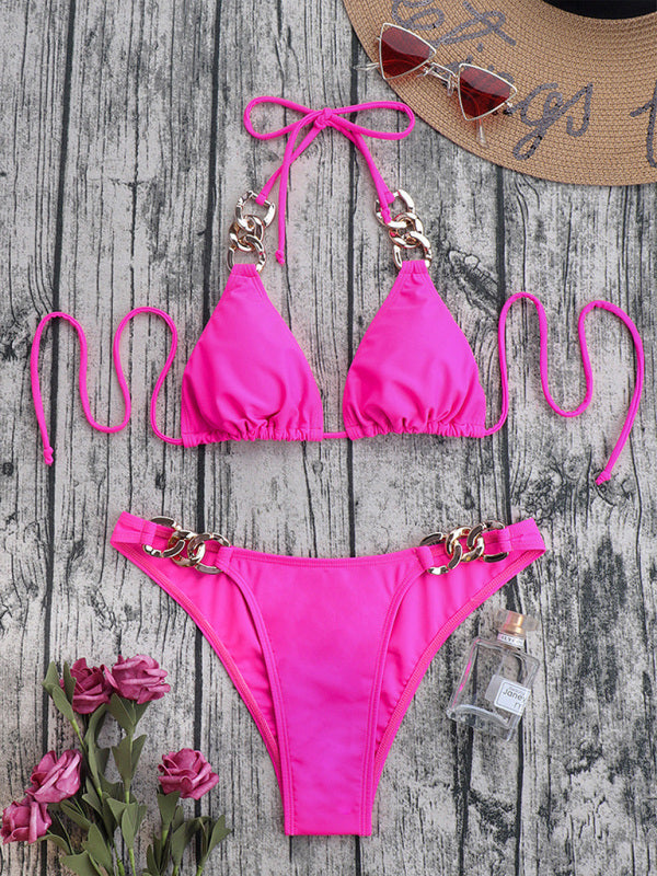 Printed Ribbon Bikini Set – Sexy Two-Piece with Adjustable Straps