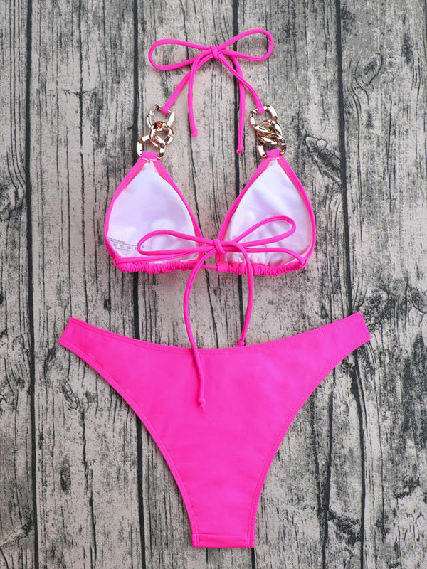 Printed Ribbon Bikini Set – Sexy Two-Piece with Adjustable Straps