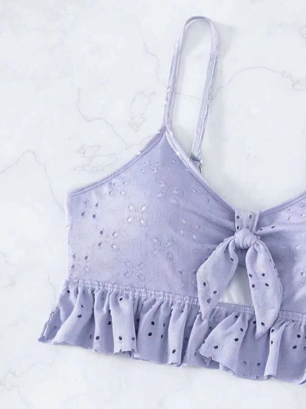 Romantic 3-Piece Swimsuit Set – Bikini Top, Bottom & Sheer Hip Skirt