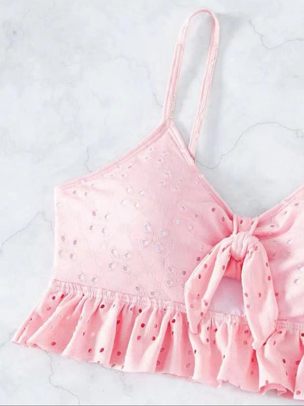 Romantic 3-Piece Swimsuit Set – Bikini Top, Bottom & Sheer Hip Skirt