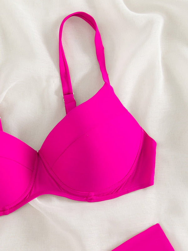 Solid Color Bikini Set – Sexy High-Stretch Two-Piece Swimsuit for Women