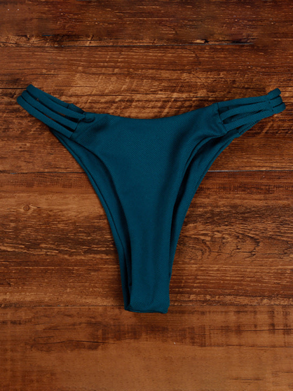 Solid Halter Bikini Set – Backless, Hollow Detail, High Elasticity Swimwear