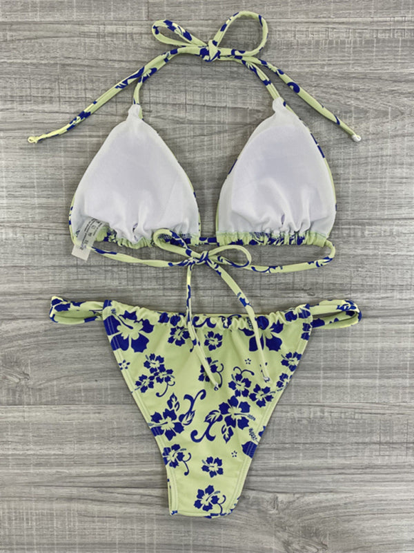 Printed Strappy Two-Piece Bikini – Sexy Split Design & Full Body Print
