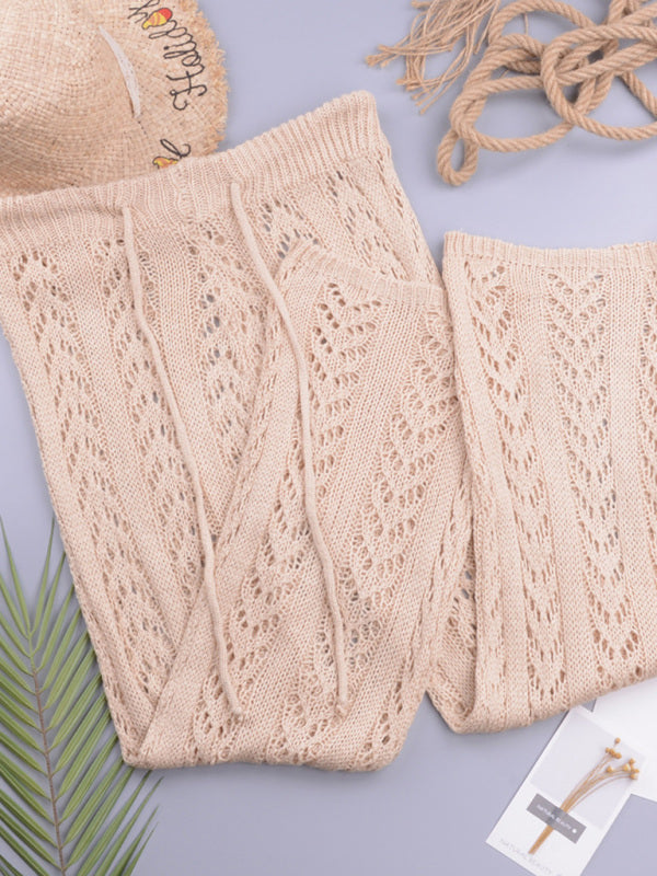 Crochet Knit Wide Leg Beach Pants