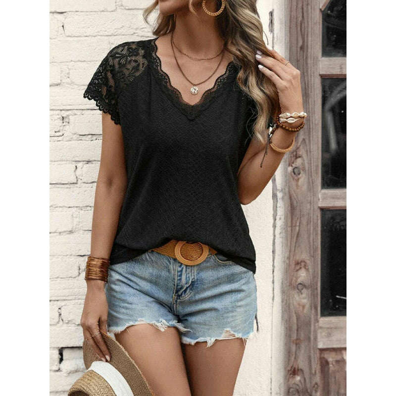womens-v-neck-lace-sleeve-summer-topsmiling-maria---everything-for-women-34694066