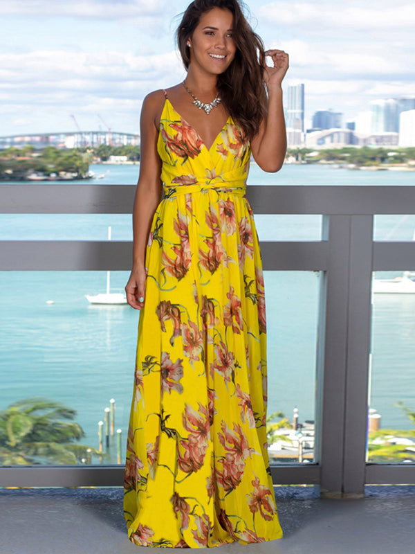 Bohemian Floral Sleeveless Maxi Beach Dress – Lightweight & Flowy