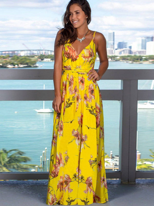 Bohemian Floral Sleeveless Maxi Beach Dress – Lightweight & Flowy