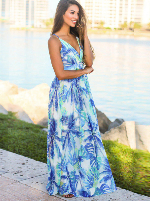 Bohemian Floral Sleeveless Maxi Beach Dress – Lightweight & Flowy