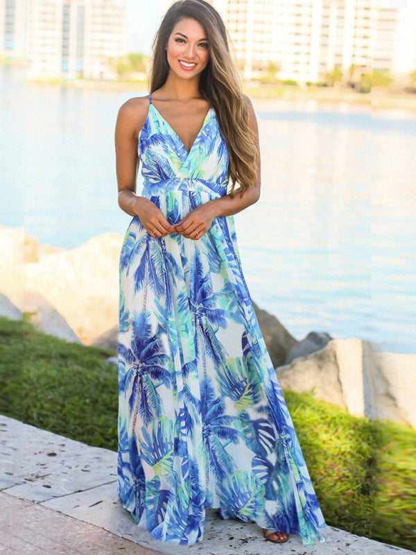 Bohemian Floral Sleeveless Maxi Beach Dress – Lightweight & Flowy