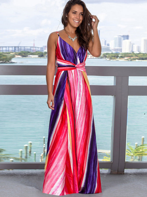 Bohemian Floral Sleeveless Maxi Beach Dress – Lightweight & Flowy