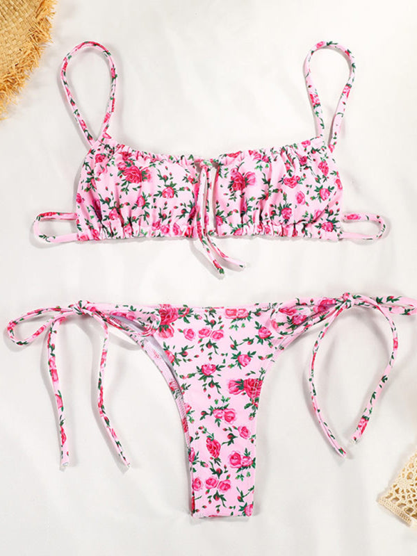 Fresh Boho Print Strappy Bikini Set – Adjustable Fit & Lightweight Fabric