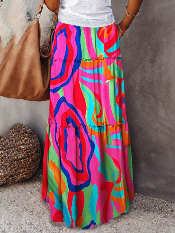 Bohemian High Waist Maxi Skirt