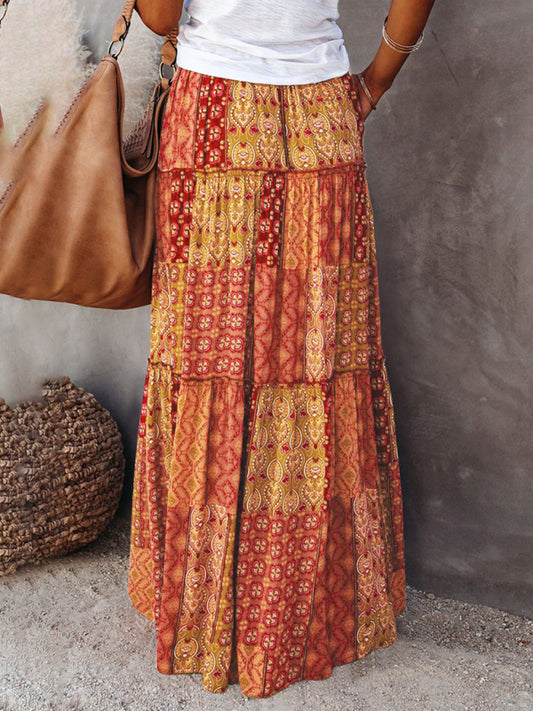 Bohemian High Waist Maxi Skirt