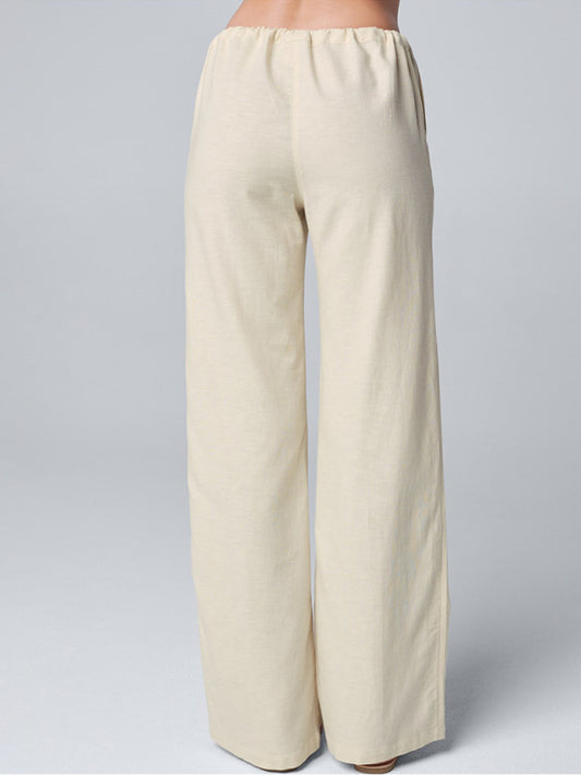 Linen Blend Straight-Leg Casual Trousers – Smiling Maria