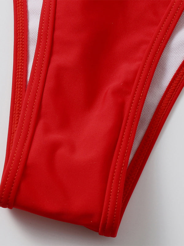 Three-Piece Mesh Sleeve Bikini Set – Solid Color with Long-Sleeve Jacket