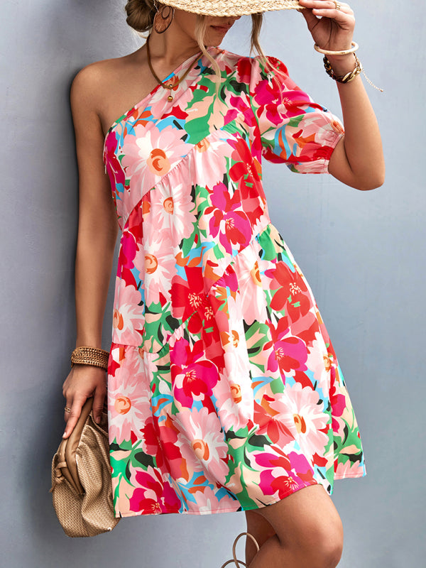 Floral One-Shoulder Maxi Dress – Lightweight & Soft for Summer Getaways