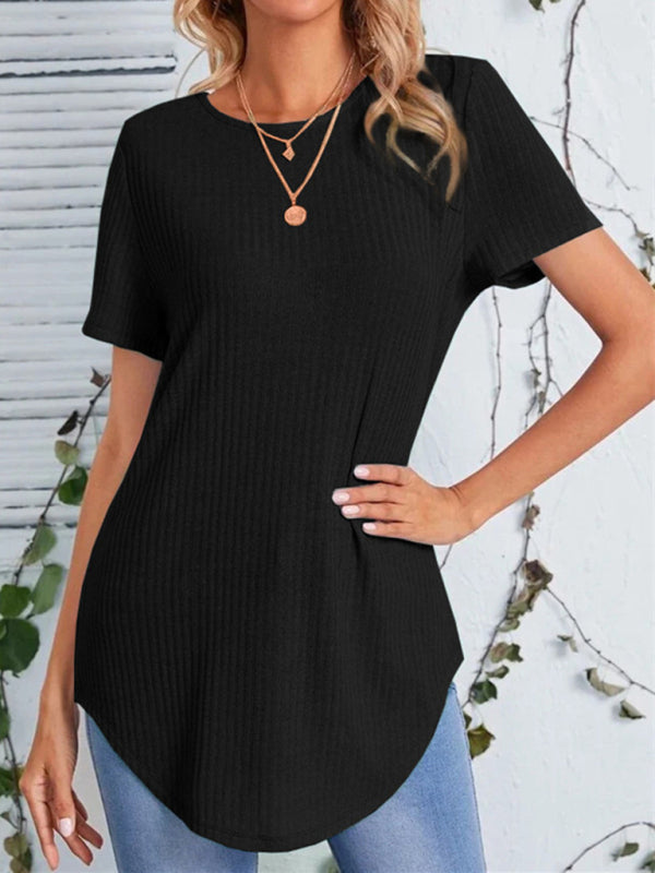 Women's Back Single Breasted Casual Loose Short Sleeve T-Shirt