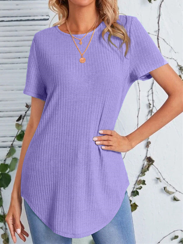Women's Back Single Breasted Casual Loose Short Sleeve T-Shirt