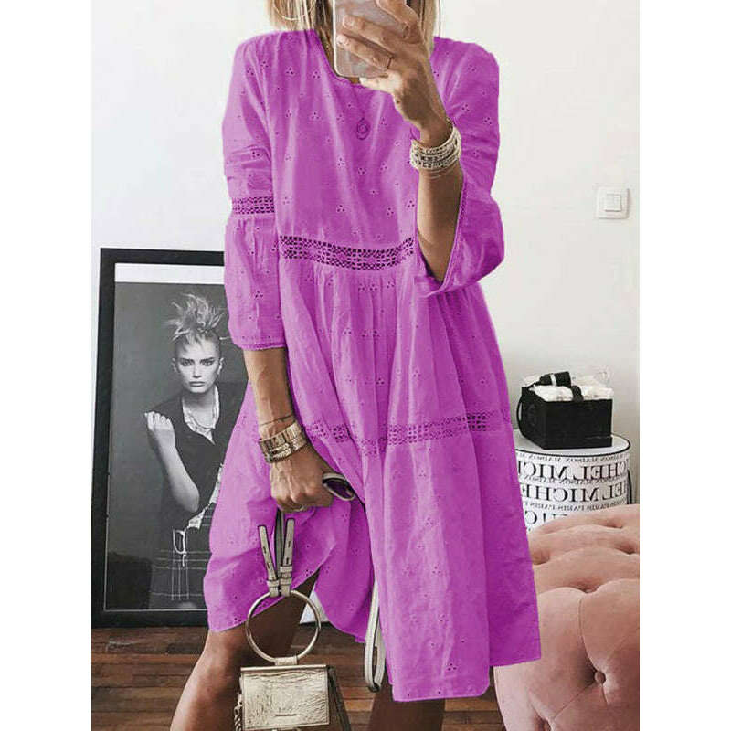 lace-hollow-embroidered-midi-dress-–-boho-three-quarter-drop-shoulder-sleevessmiling-maria---everything-for-women-34648854