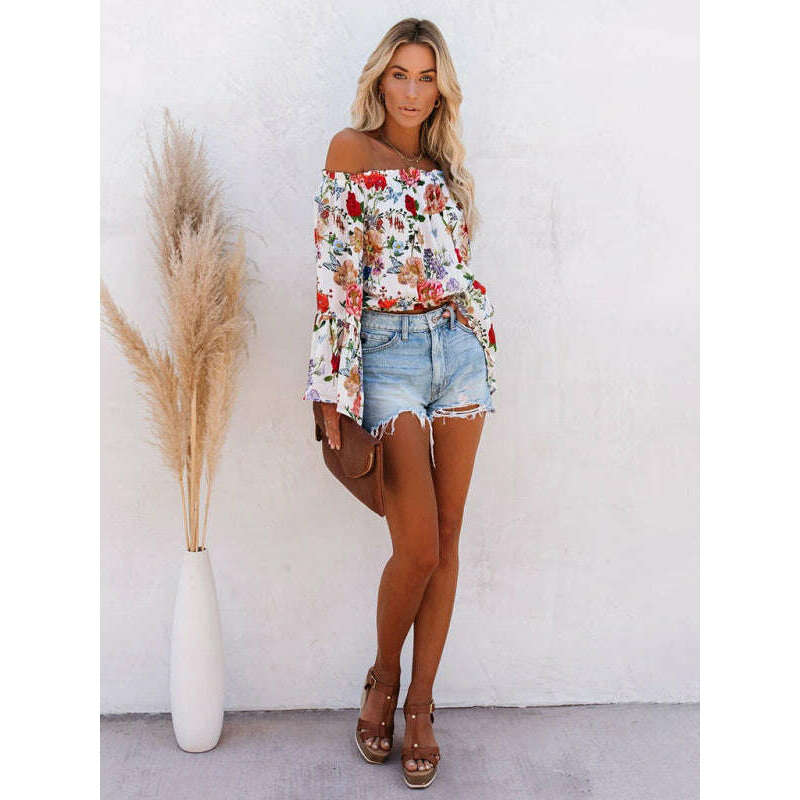 floral-one-shoulder-bell-sleeve-topsmiling-maria---everything-for-women-34700079