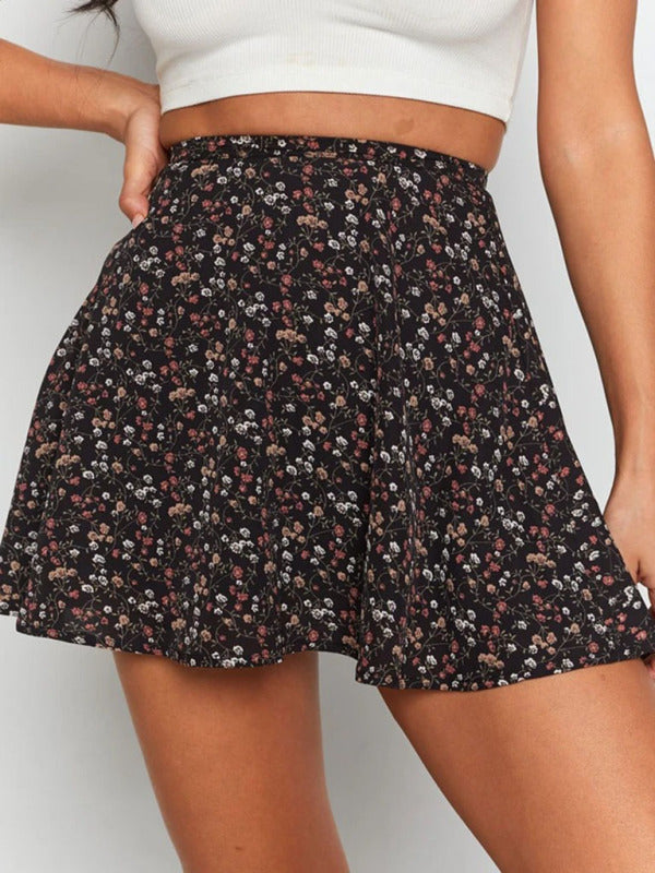 Floral High Waist Chiffon Skirt