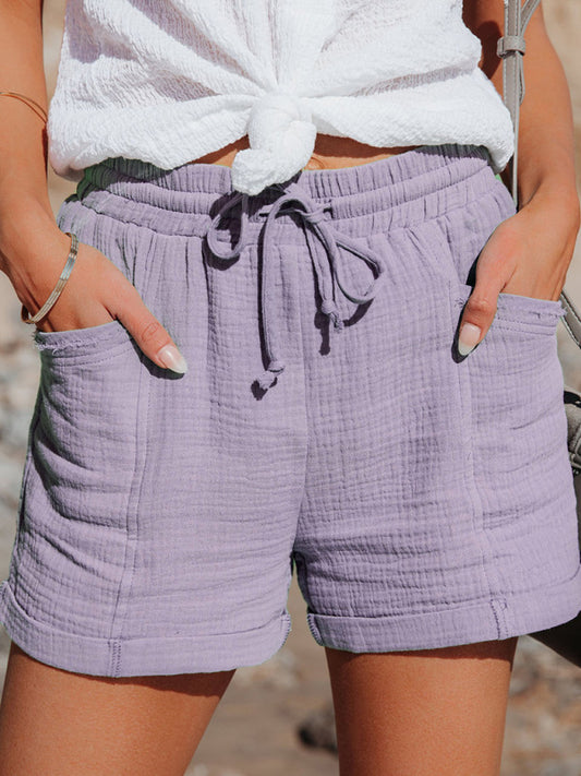High Waist Tie Loose Shorts